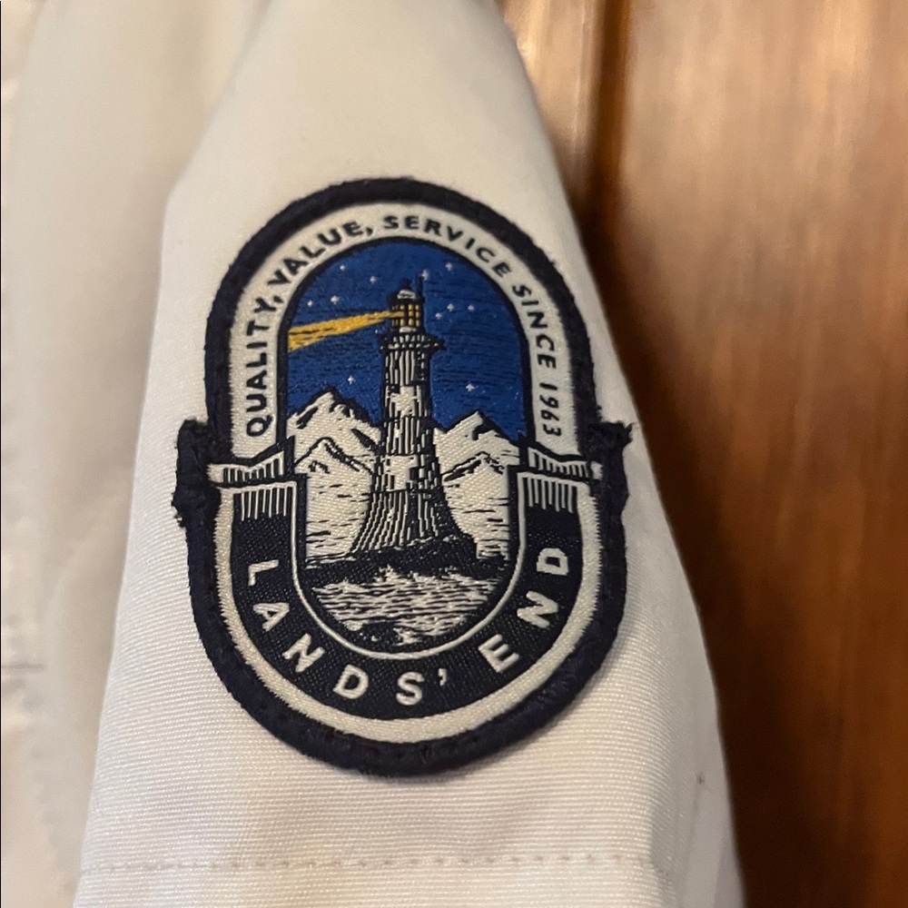 Lands' End Cream Quilted Long Coat - Picture 3 of 3